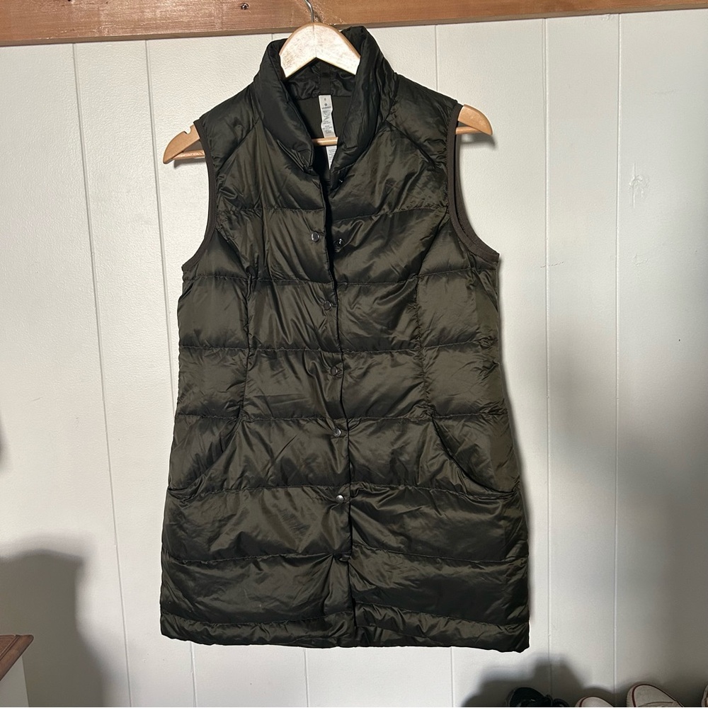 Lululemon down long button up vest - size 8